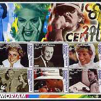 Somalia 2001 Icons of the 20th Century #19 - Princess Di & Walt Disney perf sheetlet containing 6 values (also shows Mick Jagger, Madonna, Spielberg, Luther King & Liz Taylor in background) unmounted mint