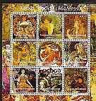 Congo 2002 Alfons Mucha (Art Nouveau) perf sheetlet containing set of 9 values unmounted mint