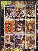 Kyrgyzstan 2001 Tigers perf sheetlet containing 9 values unmounted mint