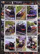 Tadjikistan 2001 Steam Locos perf sheetlet containing 9 values unmounted mint
