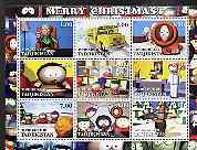 Tadjikistan 2001 South Park - Merry Christmas perf sheetlet containing 9 values unmounted mint