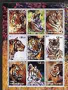 Turkmenistan 2001 Tigers perf sheetlet containing 9 values unmounted mint