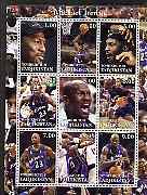 Tadjikistan 2001 Michael Jordan perf sheetlet containing complete set of 9 values unmounted mint