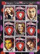 Kyrgyzstan 2001 Happy Valentine's Day perf sheetlet containing 9 values unmounted mint (Madonna, Ricky Martin etc)