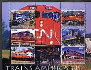 Congo 2005 American Diesel Trains perf sheetlet containing set of 6 values unmounted mint