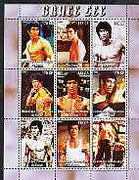 Congo 2005 Bruce Lee perf sheetlet containing set of 9 values unmounted mint