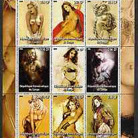 Congo 2004 Erotic Art of Erik Drudwyn perf sheetlet containing 9 values unmounted mint