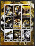 Congo 2004 Tigers perf sheetlet containing 9 values each with Scout Logo unmounted mint