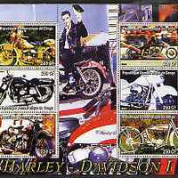 Congo 2004 Harley Davidson #1 perf sheetlet containing 6 values (with Elvis in background) unmounted mint