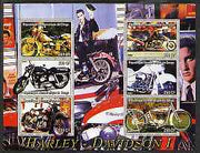 Congo 2004 Harley Davidson #1 perf sheetlet containing 6 values (with Elvis in background) unmounted mint