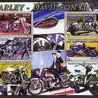 Congo 2004 Harley Davidson #2 perf sheetlet containing 6 values (with Elvis in background) unmounted mint