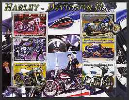 Congo 2004 Harley Davidson #2 perf sheetlet containing 6 values (with Elvis in background) unmounted mint