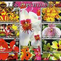 Congo 2004 Orchids perf sheetlet containing 6 values each with Scout Logo, unmounted mint