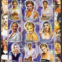 Congo 2005 Cameron Diaz #2 perf sheetlet containing 9 values unmounted mint