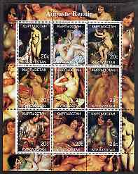 Kyrgyzstan 2000 Auguste Renoir (Paintings of Nudes) perf sheetlet containing 9 values unmounted mint