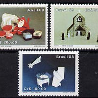 Brazil 1988 Christmas (Origami) set of 3 unmounted mint, SG 2329-31