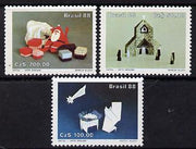Brazil 1988 Christmas (Origami) set of 3 unmounted mint, SG 2329-31
