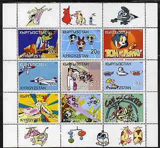 Kyrgyzstan 2000 Tom & Jerry (and other cartoons) perf sheetlet containing 9 values unmounted mint