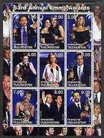 Tadjikistan 2001 53rd Annual Emmy Awards perf sheetlet containing 9 values (showing Streisand, etc) unmounted mint