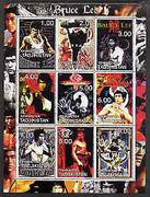 Tadjikistan 2001 Bruce Lee perf sheetlet containing set of 9 values unmounted mint