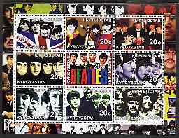 Kyrgyzstan 2001 The Beatles #1 perf sheetlet containing set of 9 values unmounted mint