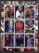 Kyrgyzstan 2001 MTV Video Awards perf sheetlet containing 9 values unmounted mint (U2, Britney, Mick Jagger, Pamela Anderson, etc)