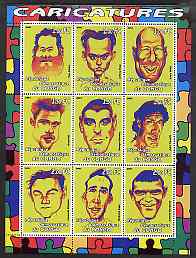 Congo 2001 Caricatures of Movie Stars perf sheetlet containing 9 values unmounted mint