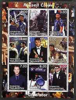 Tadjikistan 2001 Russell Crowe perf sheetlet containing 9 values unmounted mint