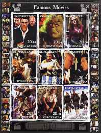 Kyrgyzstan 2001 Famous Movies perf sheetlet containing 9 values unmounted mint