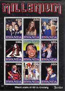 Rwanda 1999 Millennium - Music Stars of the 20th Century (Junior) perf sheetlet containing 9 values unmounted mint