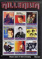 Rwanda 1999 Millennium - Music Stars of the 20th Century (Senior) perf sheetlet containing 9 values unmounted mint