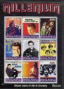 Rwanda 1999 Millennium - Music Stars of the 20th Century (Senior) perf sheetlet containing 9 values unmounted mint