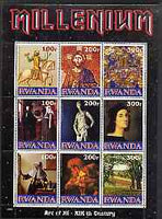 Rwanda 1999 Millennium - Art of 11th to 19th Centuries perf sheetlet containing 9 values unmounted mint
