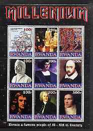 Rwanda 1999 Millennium - Events & Famous People of 11th to 19th Centuries perf sheetlet containing 9 values unmounted mint