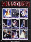 Rwanda 1999 Millennium - Space in the 20th Century perf sheetlet containing 9 values unmounted mint
