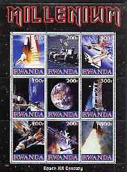 Rwanda 1999 Millennium - Space in the 20th Century perf sheetlet containing 9 values unmounted mint