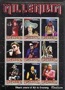 Afghanistan 1999 Millennium - Music Stars of the 20th Century (Medium) perf sheetlet containing 9 values unmounted mint