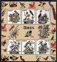 Congo 2005 Birds perf sheetlet containing 6 values each with Scouts Logo unmounted mint