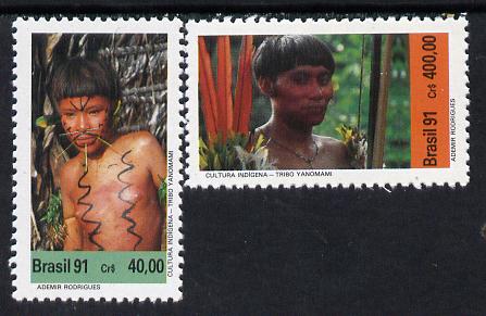 Brazil 1991 Indian Culture (Yanomani) set of 2, SG 2478-79 unmounted mint