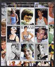 Turkmenistan 2000 A Tribute to Princess Diana #1 perf sheetlet containing 9 values unmounted mint