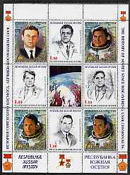 South Ossetia Republic 1999 History of USSR Space Discoveries #03 perf sheetlet containing 8 values plus label unmounted mint