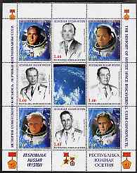 South Ossetia Republic 1999 History of USSR Space Discoveries #04 perf sheetlet containing 8 values plus label unmounted mint