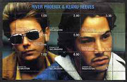 Tadjikistan 1999 River Phoenix & Keanu Reeves composite perf sheetlet containing 9 values unmounted mint