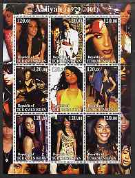 Turkmenistan 2001 Aaliyah perf sheetlet containing 9 values unmounted mint
