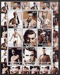 Congo 2000 Film Stars of the 20th Century #4 (Actors) perf sheetlet containing 9 values (Bogart, Elvis, Gable, Brando, Bronson, Grant, Fairbanks jr etc) unmounted mint