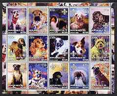 Congo 2002 Paintings of Dogs #1 perf sheet containing set of 15 values each with Scouts Logo, unmounted mint