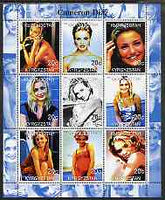 Kyrgyzstan 2000 Cameron Diaz perf sheetlet containing 9 values unmounted mint