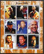 Tadjikistan 2000 Bruce Willis perf sheetlet containing 9 values unmounted mint