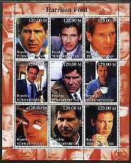 Turkmenistan 2000 Harrison Ford perf sheetlet containing 9 values unmounted mint