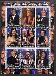 Turkmenistan 2001 The 73rd Academy Awards perf sheetlet containing 9 values unmounted mint
